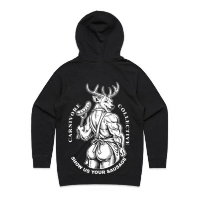 Carnivore Collective "Show us Your Sausage" Womans Hoodie - Dark Thumbnail